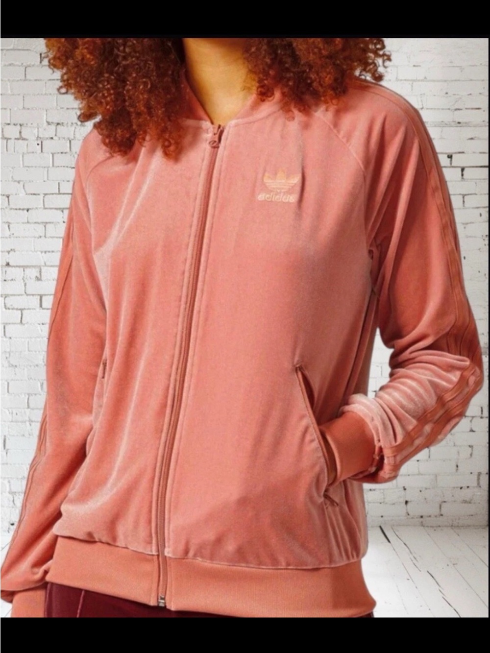 Adidas Originals "Velvet Vibes" Velour track jacket Raw pink woman’s Size .M
